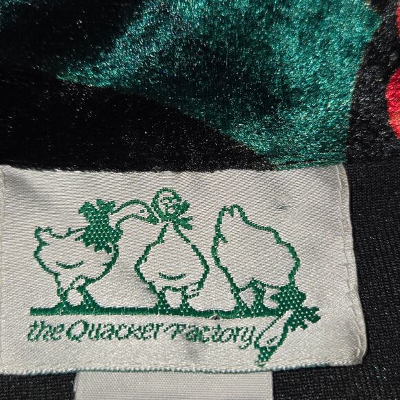 Quacker Factory Holiday Velvet Shirt Womens L Holly Berry Rhinestone Top Festive - Picture 2 of 12